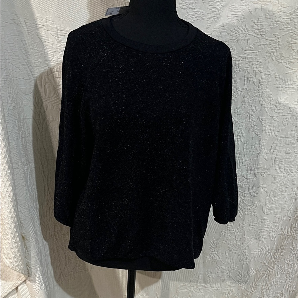 Elliott Lauren Black Sparkle 3/4 Sleeve Top, size medium, NWT